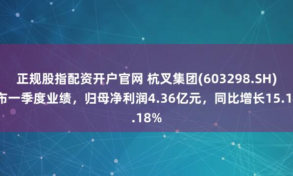 正规股指配资开户官网 杭叉集团(603298.SH)发布一季度业绩，归母净利润4.36亿元，同比增长15.18%